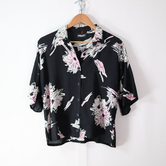 ❌SOLD❌vintage 80s tropical palm print button shirt - Picture 6 of 8